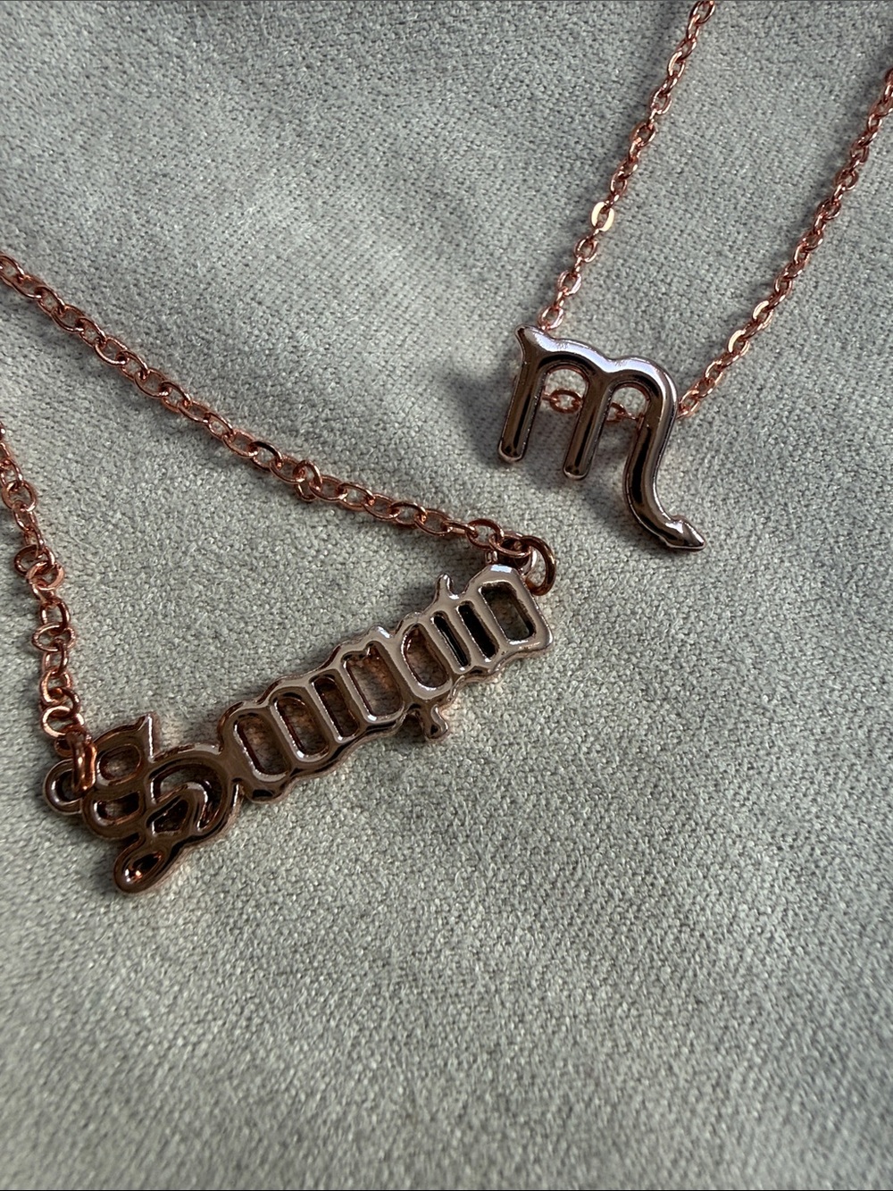 Rose Gold Zodiac & Nameplate Necklace Duo - Women Jewelry